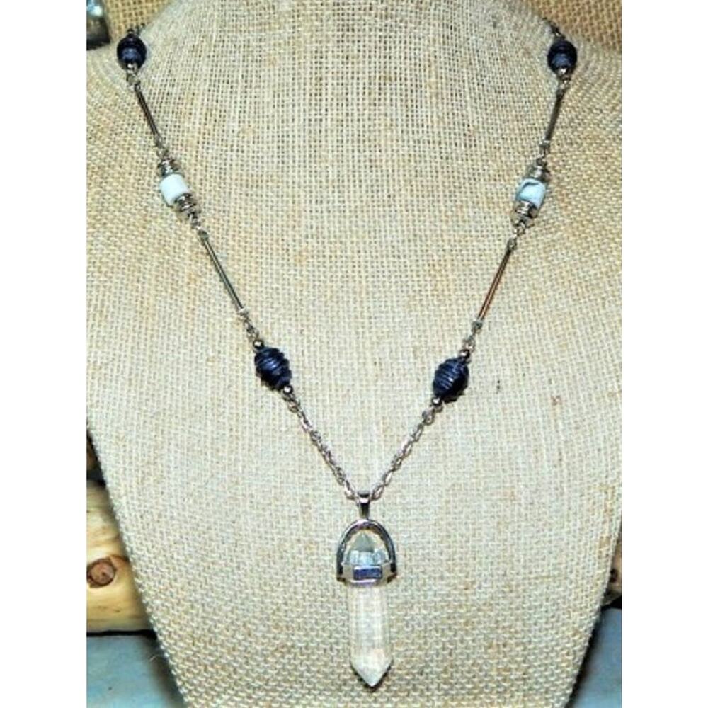Free Spirit Quartz Crystal Point Necklace w/ Milky Crystal Ring Set